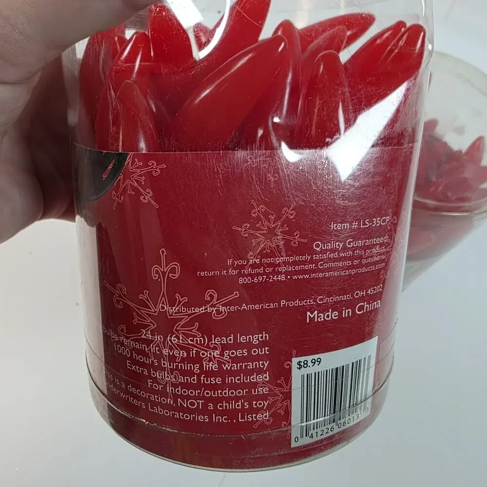 CHILI Peppers String Lights 13.75 ft Set of 2 Cinco de Mayo Mexican Fiesta Party